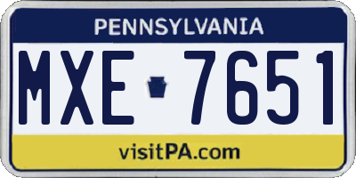 PA license plate MXE7651