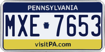 PA license plate MXE7653