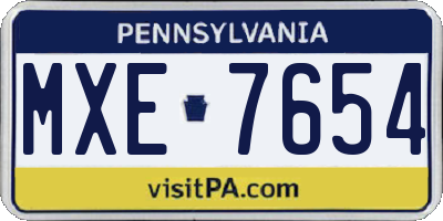 PA license plate MXE7654