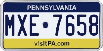 PA license plate MXE7658