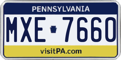PA license plate MXE7660