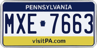 PA license plate MXE7663