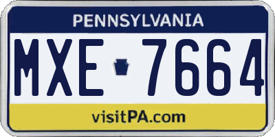 PA license plate MXE7664