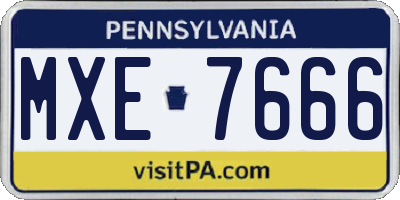 PA license plate MXE7666