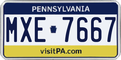 PA license plate MXE7667