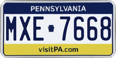 PA license plate MXE7668