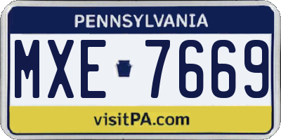 PA license plate MXE7669