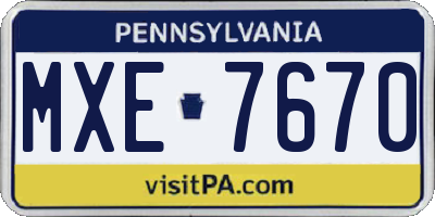 PA license plate MXE7670