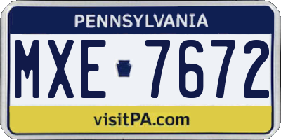 PA license plate MXE7672