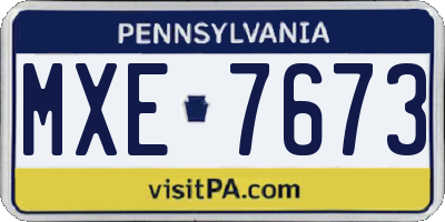 PA license plate MXE7673