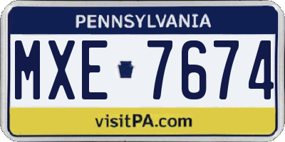 PA license plate MXE7674