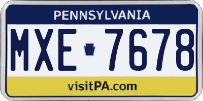 PA license plate MXE7678