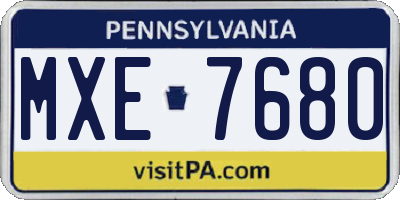 PA license plate MXE7680