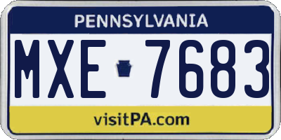 PA license plate MXE7683