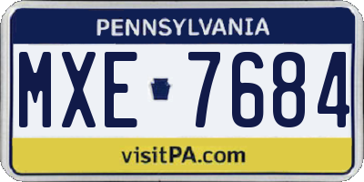 PA license plate MXE7684
