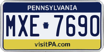 PA license plate MXE7690