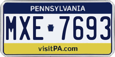 PA license plate MXE7693