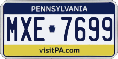 PA license plate MXE7699
