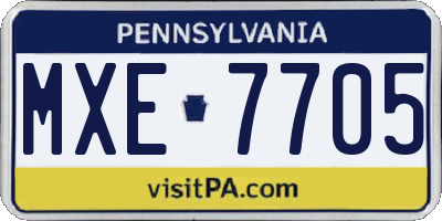 PA license plate MXE7705