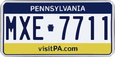 PA license plate MXE7711
