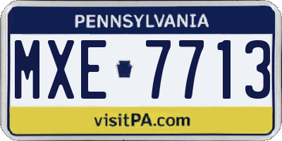 PA license plate MXE7713