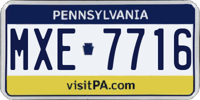 PA license plate MXE7716