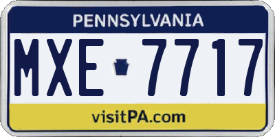 PA license plate MXE7717