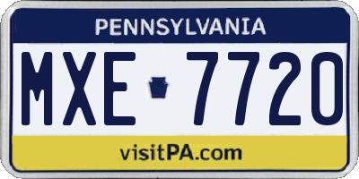 PA license plate MXE7720