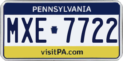 PA license plate MXE7722