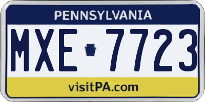 PA license plate MXE7723
