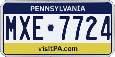 PA license plate MXE7724