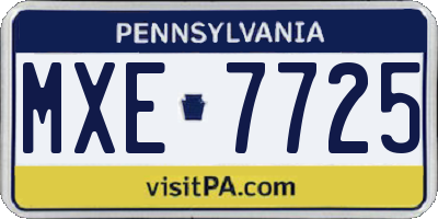 PA license plate MXE7725