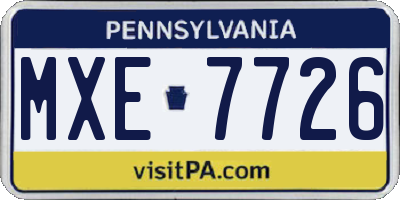 PA license plate MXE7726