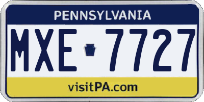 PA license plate MXE7727