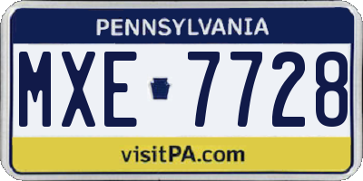 PA license plate MXE7728