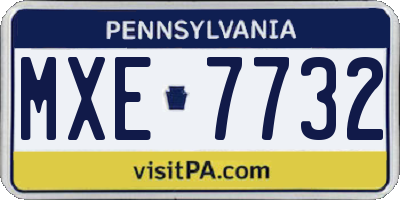 PA license plate MXE7732