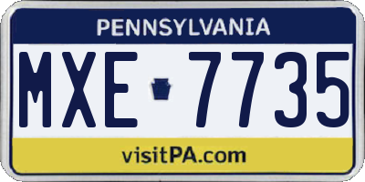 PA license plate MXE7735
