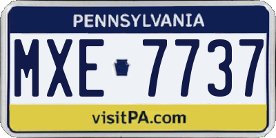PA license plate MXE7737