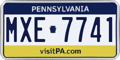 PA license plate MXE7741