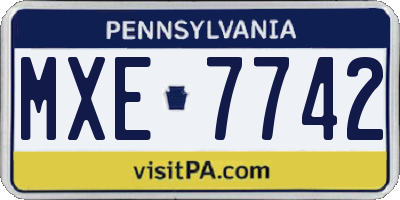 PA license plate MXE7742