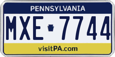 PA license plate MXE7744
