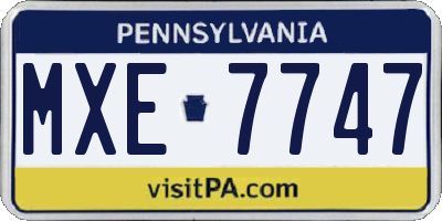 PA license plate MXE7747