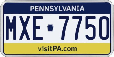 PA license plate MXE7750