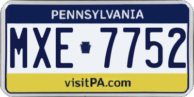 PA license plate MXE7752