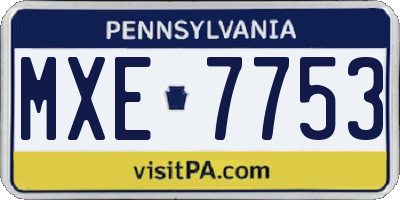 PA license plate MXE7753