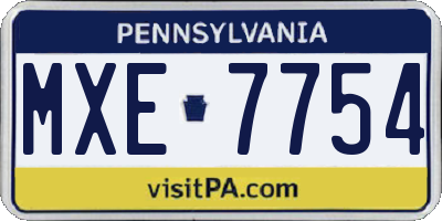 PA license plate MXE7754