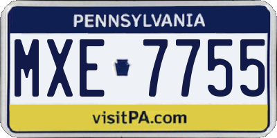 PA license plate MXE7755