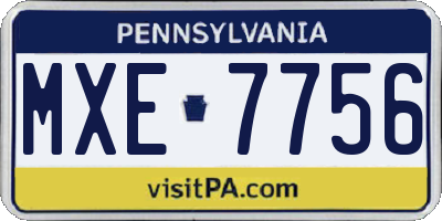 PA license plate MXE7756