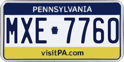 PA license plate MXE7760