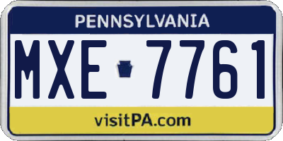 PA license plate MXE7761